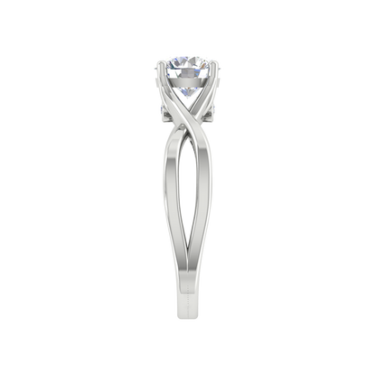 Nature Inspired Pattern Solitaire Ring In 925 Sterling Silver - Eight