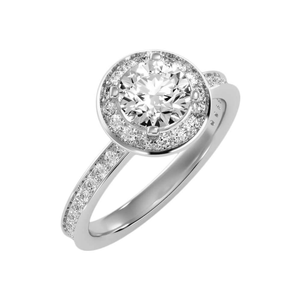 Nemo Classic Halo Diamond Engagement Ring In 925 Sterling Silver - One