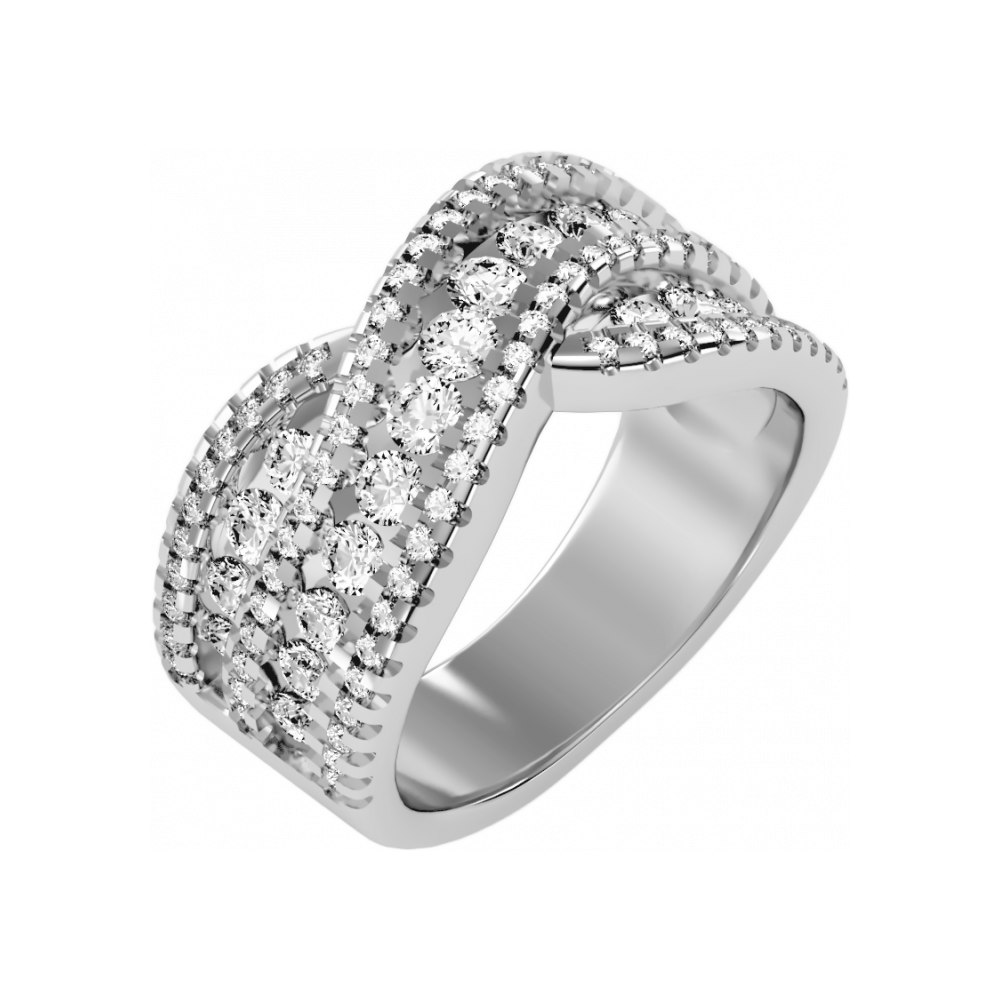 Noble Half Eternity Ring In 925 Sterling Silver - Two