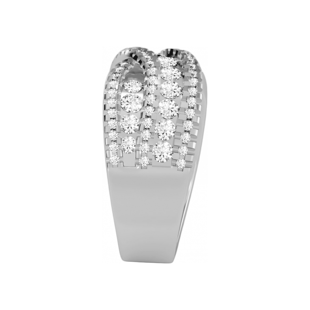 Noble Half Eternity Ring In 925 Sterling Silver - Three
