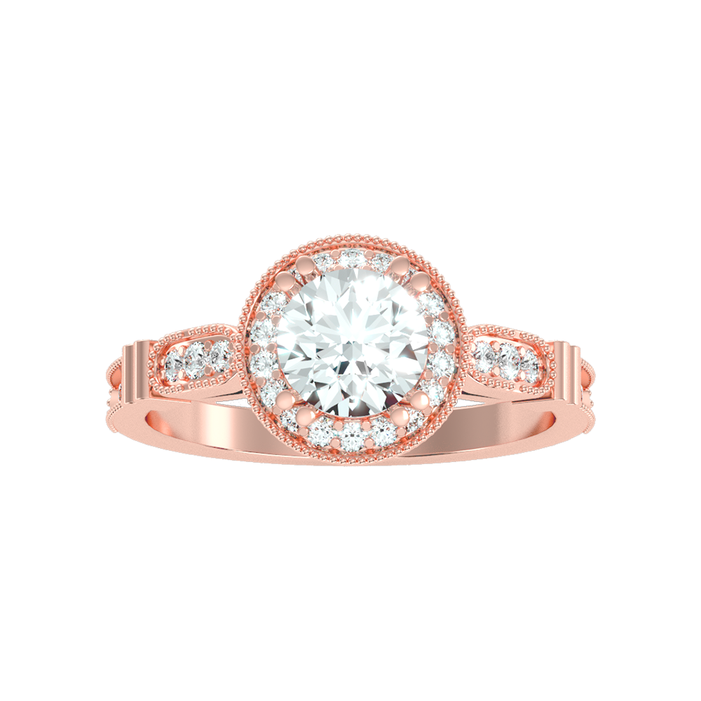 Novel Classic Halo Diamond Engagement Ring In 925 Sterling Silver - Three
