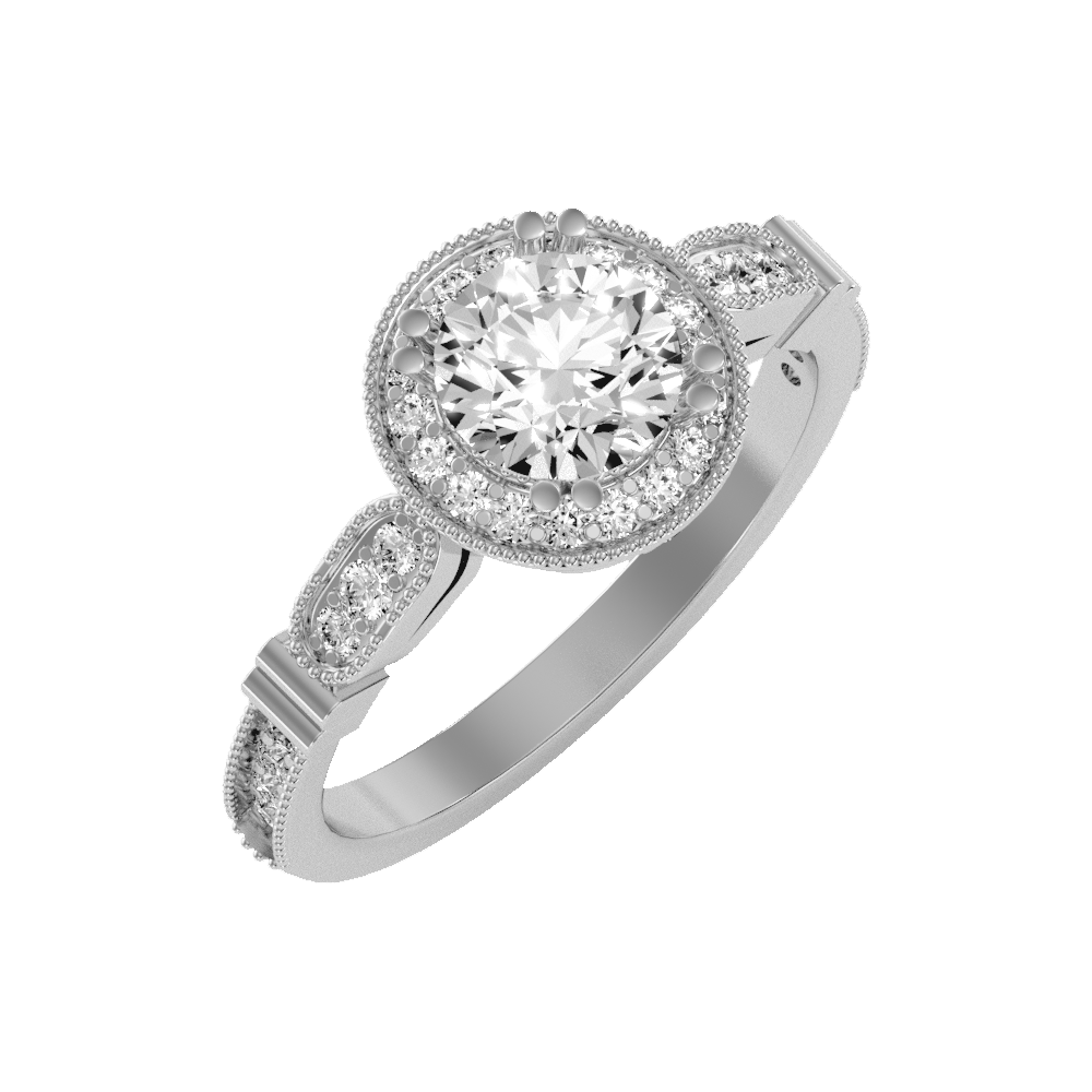 Novel Classic Halo Diamond Engagement Ring In 925 Sterling Silver - Five