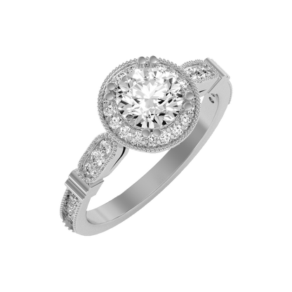 Novel Classic Halo Diamond Engagement Ring In 925 Sterling Silver - Five
