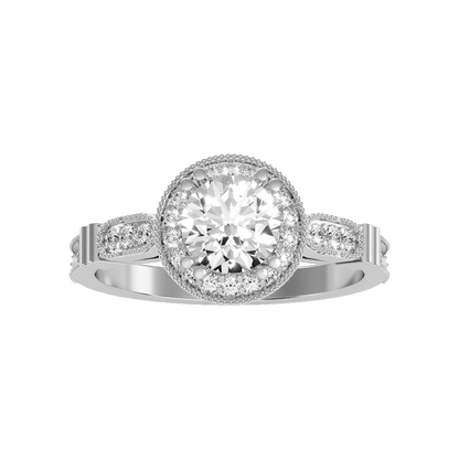 Novel Classic Halo Diamond Engagement Ring In 925 Sterling Silver - Six