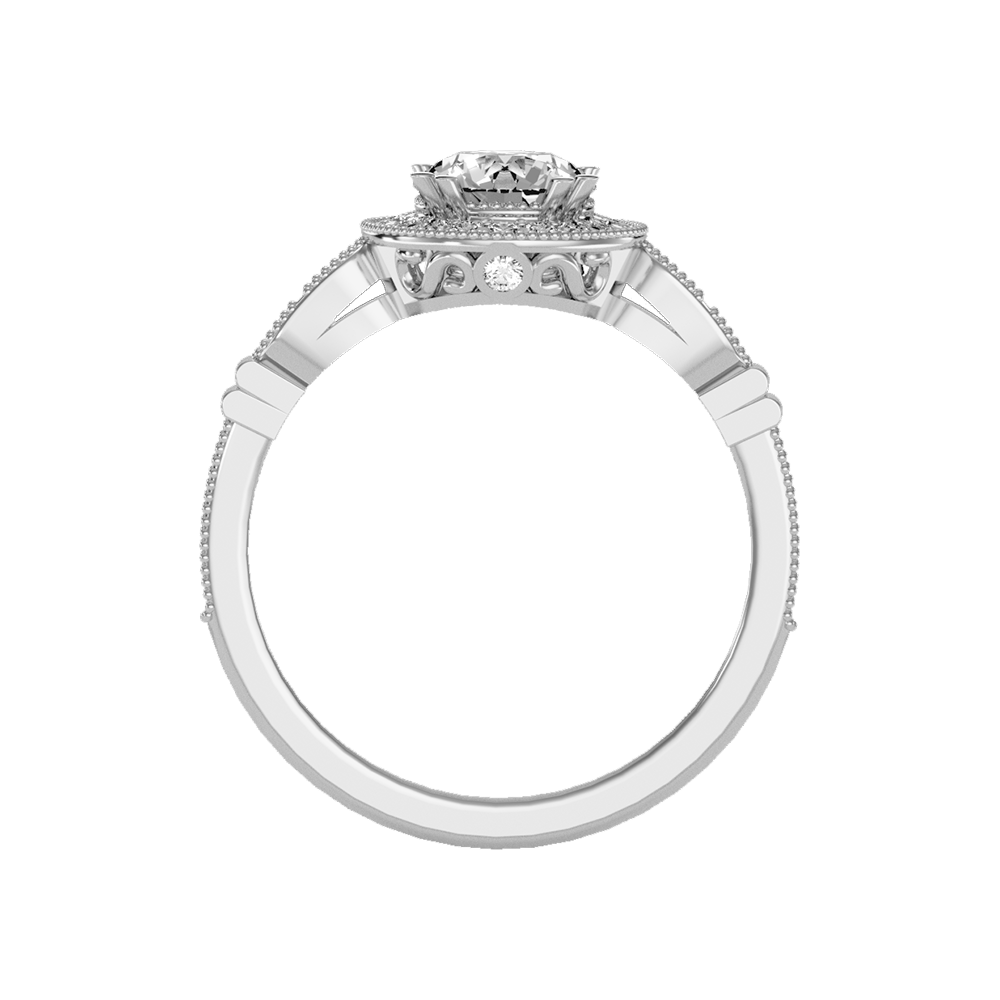 Novel Classic Halo Diamond Engagement Ring In 925 Sterling Silver - Eight