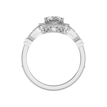 Novel Classic Halo Diamond Engagement Ring In 925 Sterling Silver - Eight