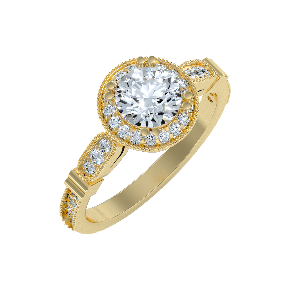 Novel Classic Halo Diamond Engagement Ring In 925 Sterling Silver - Nine