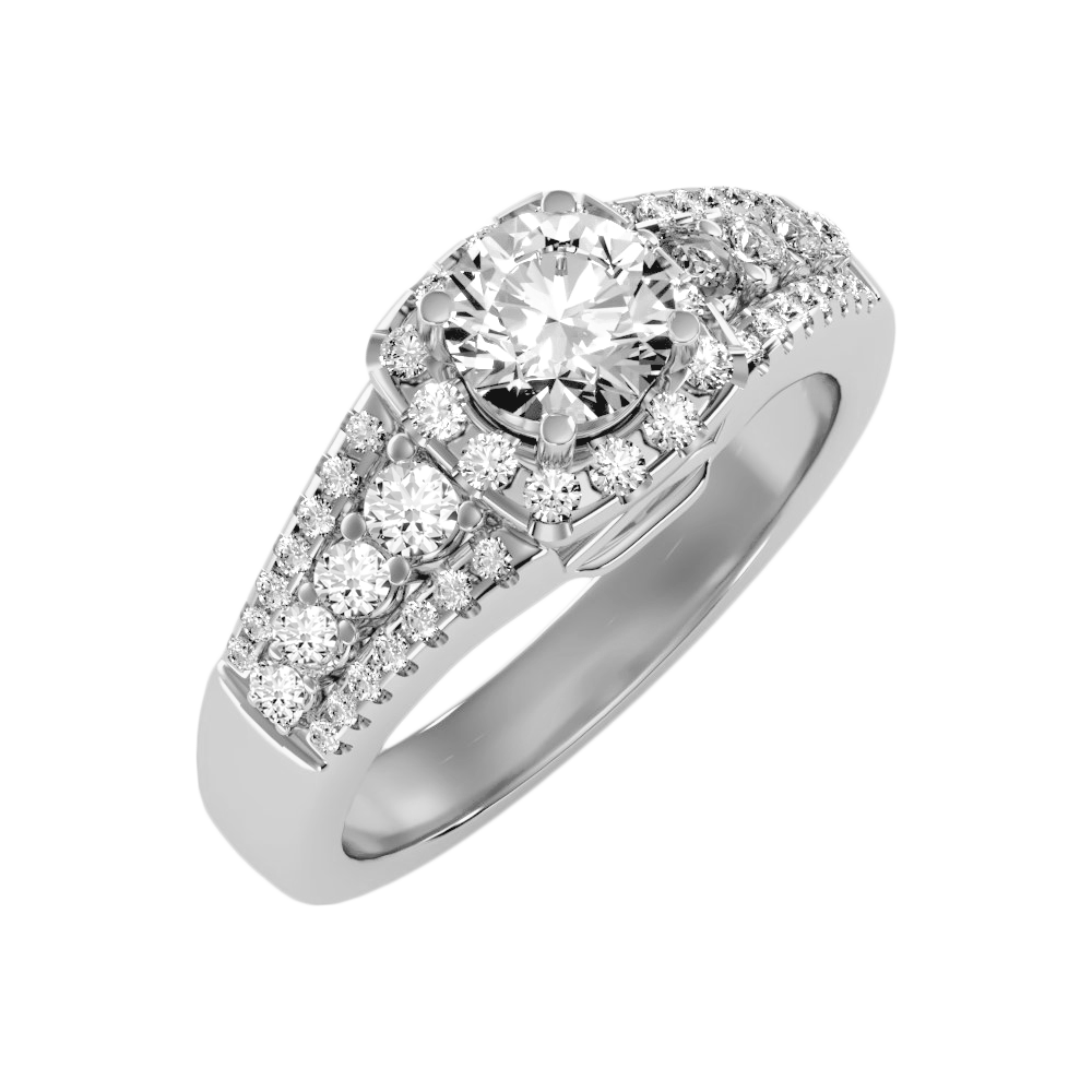 Nurturing Halo Ring In 925 Sterling Silver - Two
