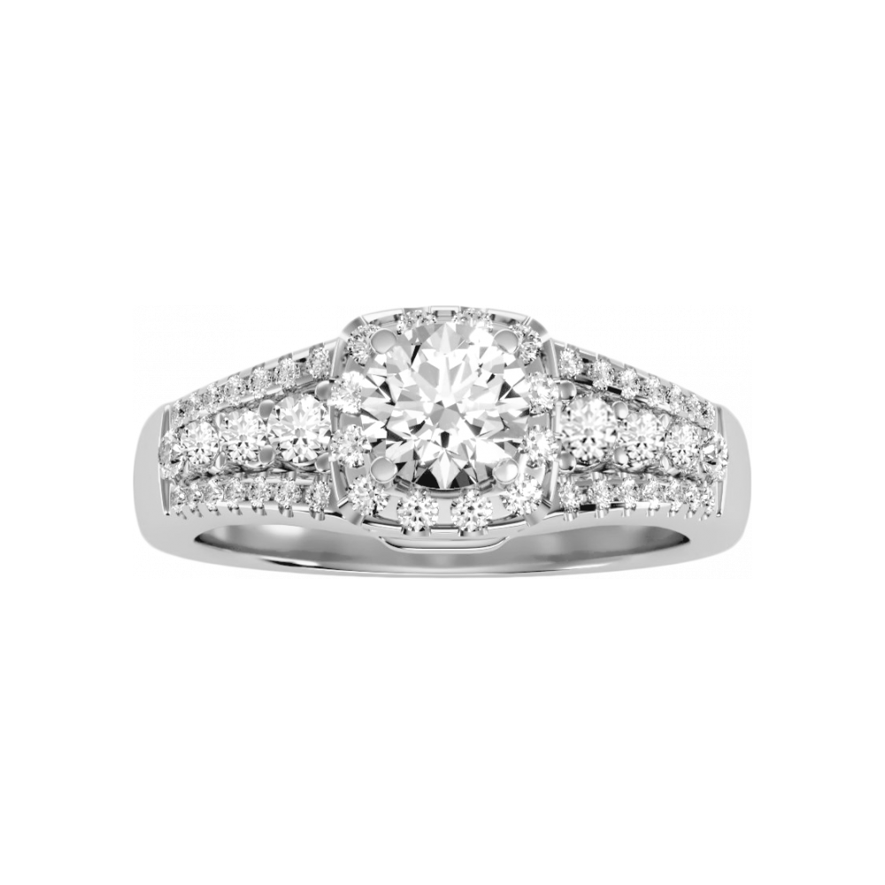 Nurturing Halo Ring In 925 Sterling Silver - Four