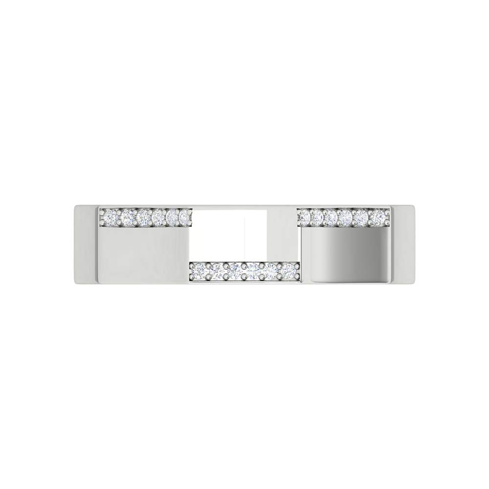 Oceane Broad Band Diamond Ring In 925 Sterling Silver - Six