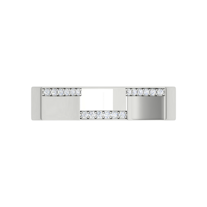 Oceane Broad Band Diamond Ring In 925 Sterling Silver - Six