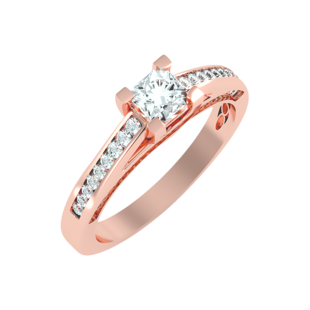 Off Beat Solitaire Ring In 925 Sterling Silver - Two