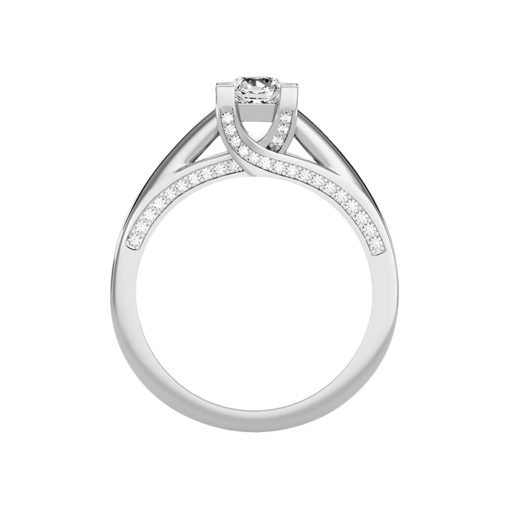 Off Beat Solitaire Ring In 925 Sterling Silver - Nine