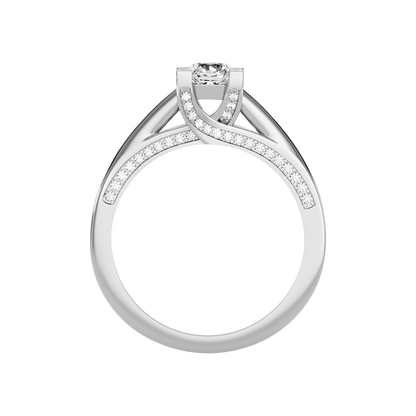 Off Beat Solitaire Ring In 925 Sterling Silver - Nine