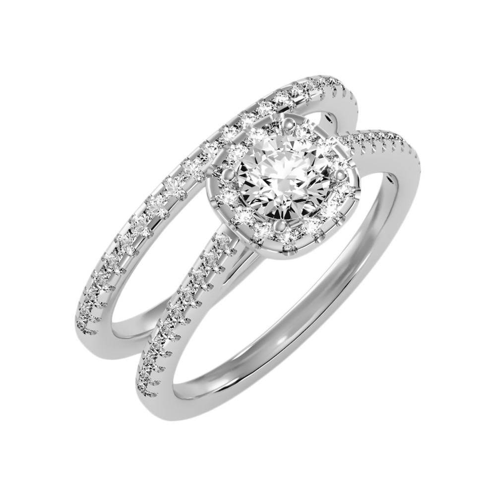 Oriental Bridal Ring Set In 925 Sterling Silver - One