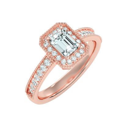 Ornamented Solitaire Ring In 925 Sterling Silver - One
