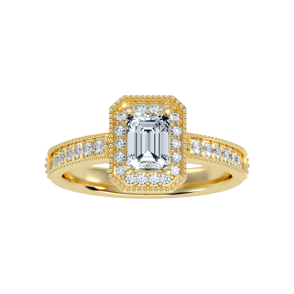 Ornamented Solitaire Ring In 925 Sterling Silver - Ten