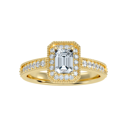 Ornamented Solitaire Ring In 925 Sterling Silver - Ten