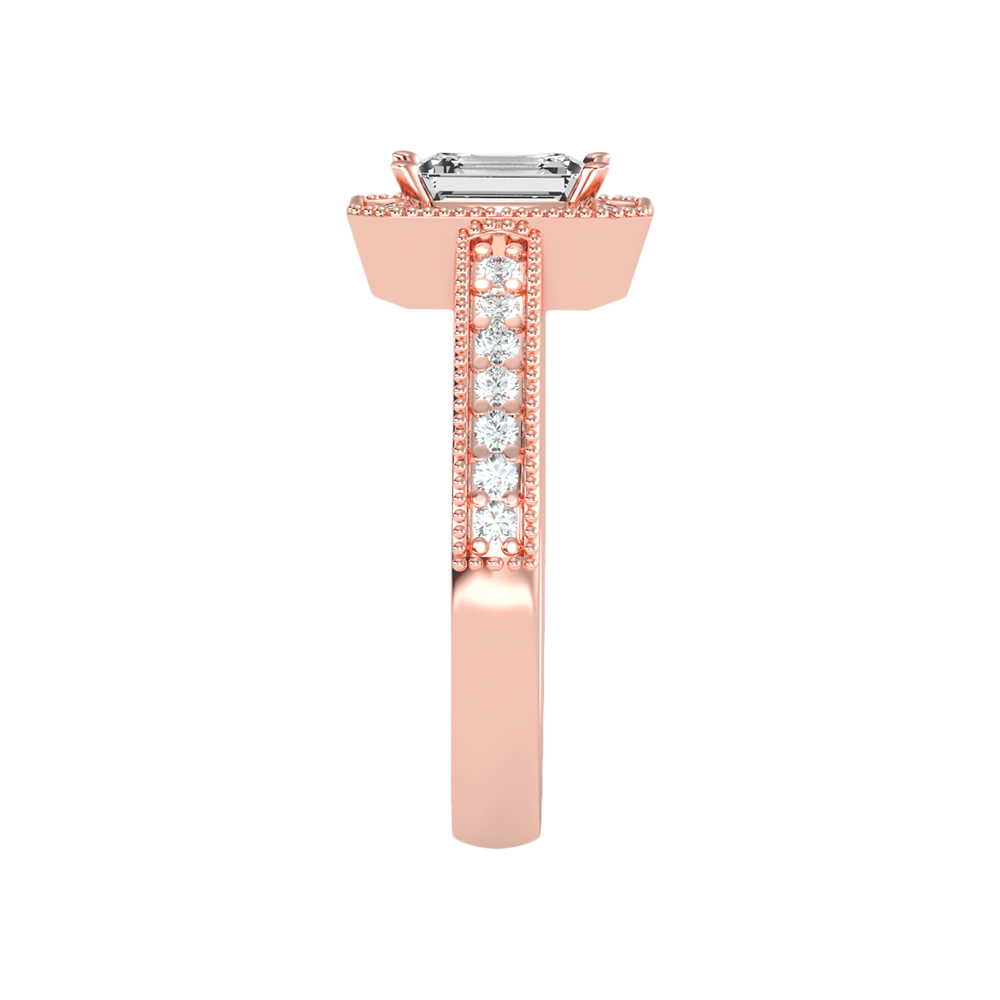 Ornamented Solitaire Ring In 925 Sterling Silver - Three