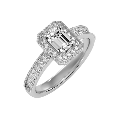 Ornamented Solitaire Ring In 925 Sterling Silver - Five