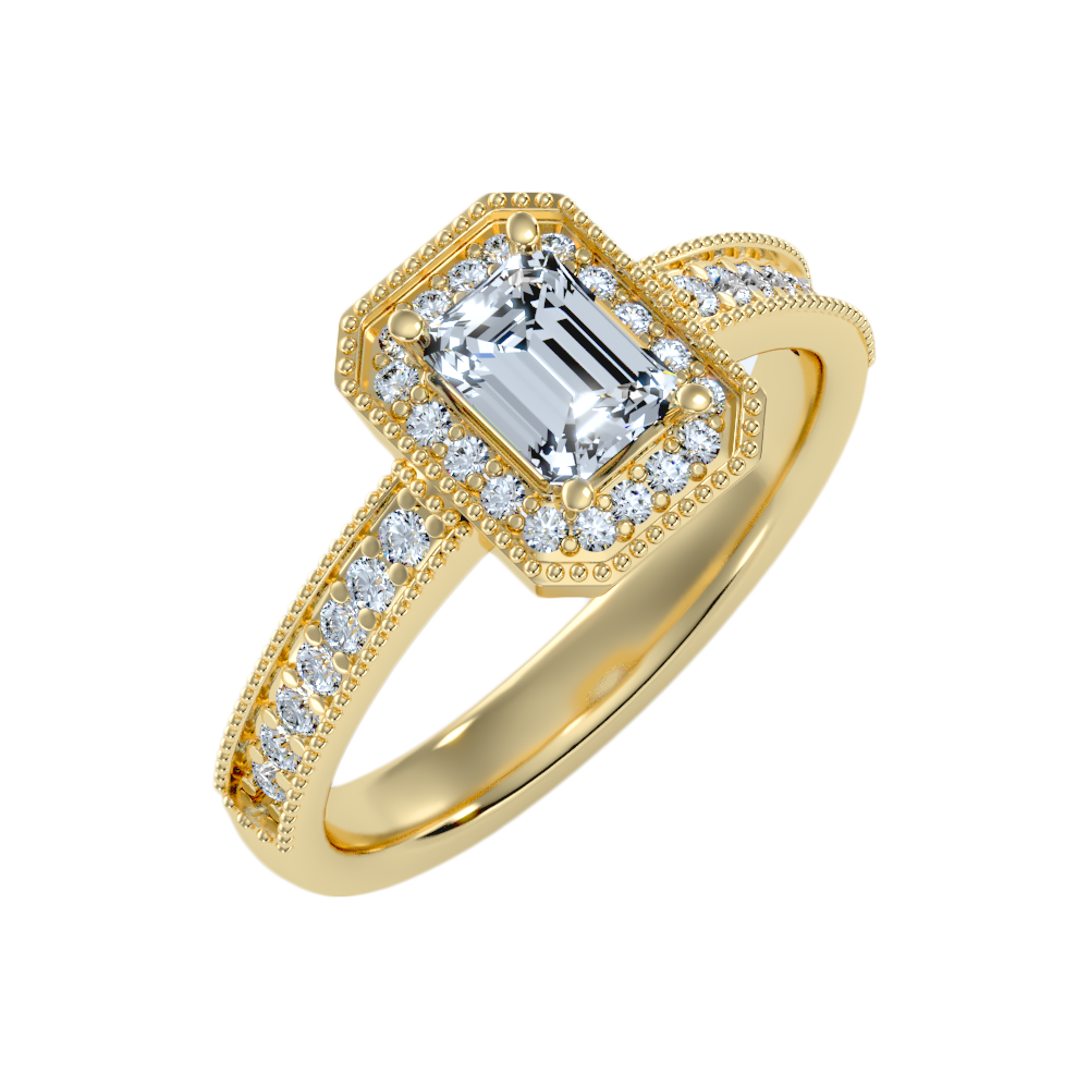 Ornamented Solitaire Ring In 925 Sterling Silver - Nine
