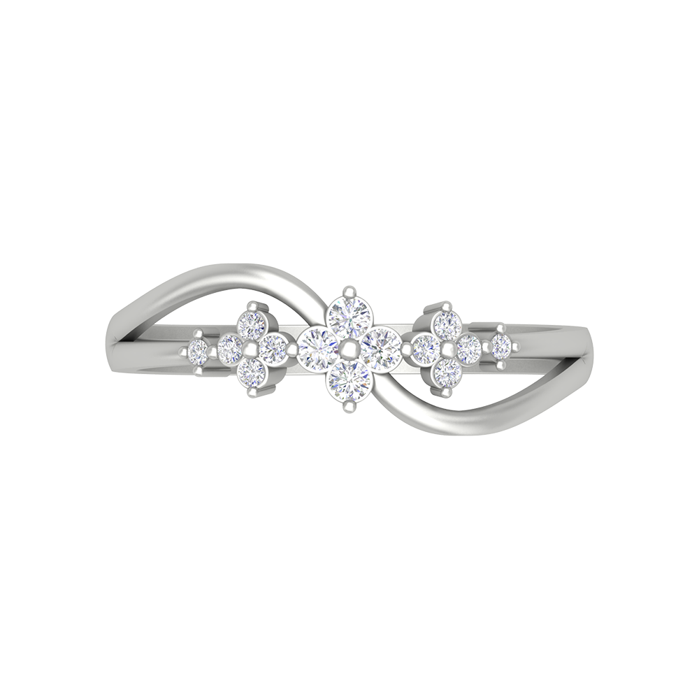 Ornate Ombre Diamond Ring In 925 Sterling Silver - Six