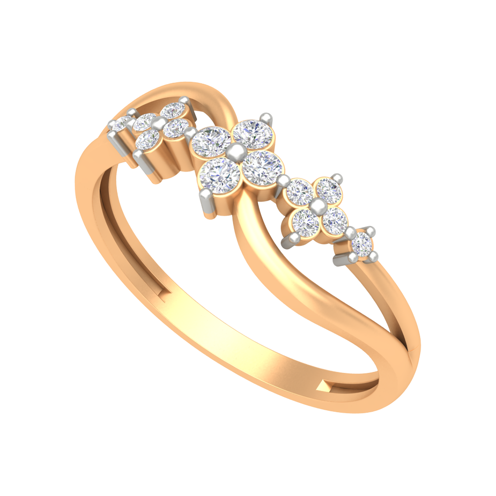 Ornate Ombre Diamond Ring In 925 Sterling Silver - Nine