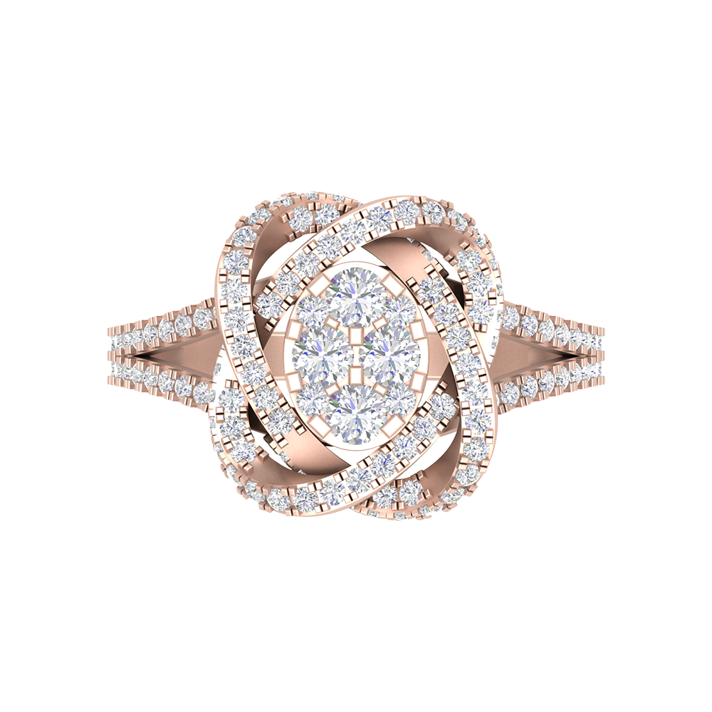 Oval Cocktail Ring In 925 Sterling Silver - Two