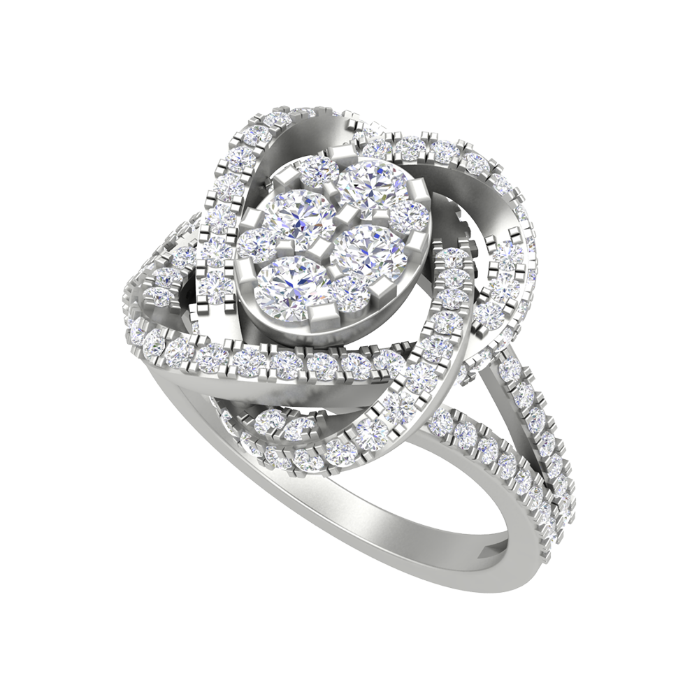 Oval Cocktail Ring In 925 Sterling Silver - Five