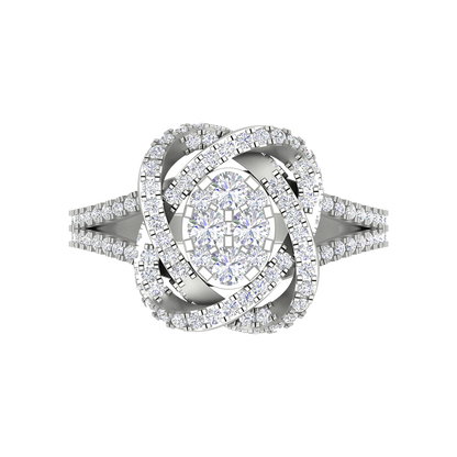 Oval Cocktail Ring In 925 Sterling Silver - Six