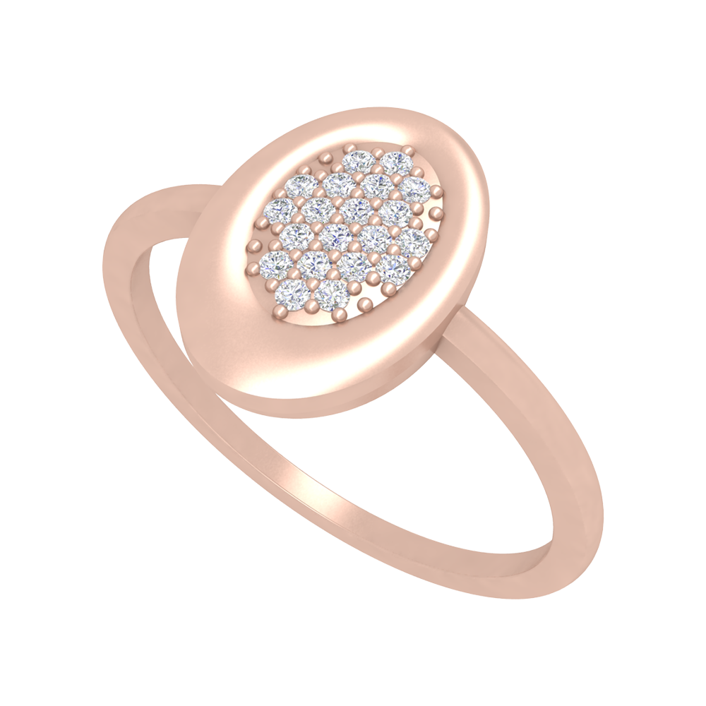 Oval Studded With Diamonds In 925 Sterling Silver - One