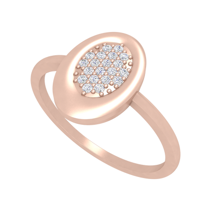 Oval Studded With Diamonds In 925 Sterling Silver - One