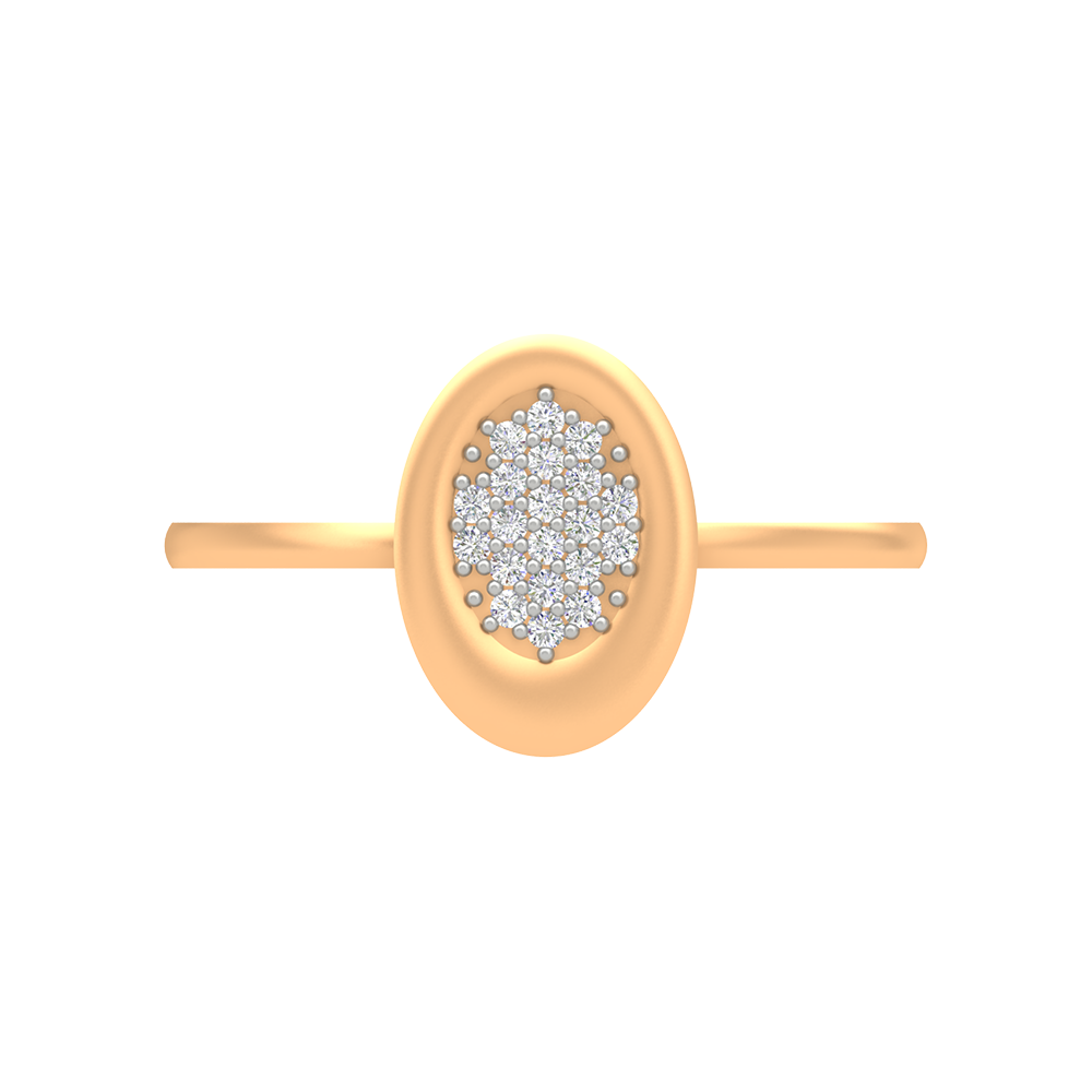 Oval Studded With Diamonds In 925 Sterling Silver - Ten