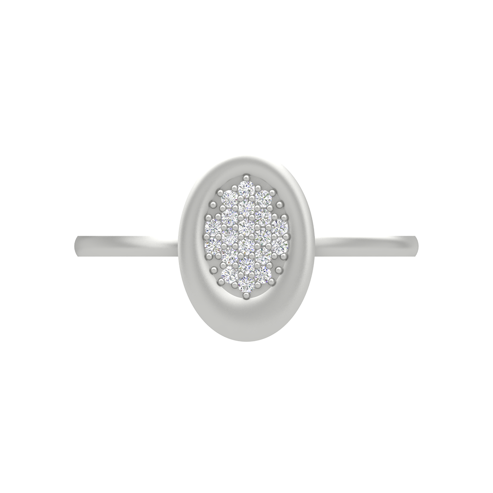 Oval Studded With Diamonds In 925 Sterling Silver - Six