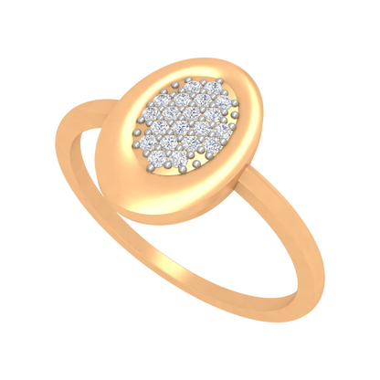 Oval Studded With Diamonds In 925 Sterling Silver - Nine