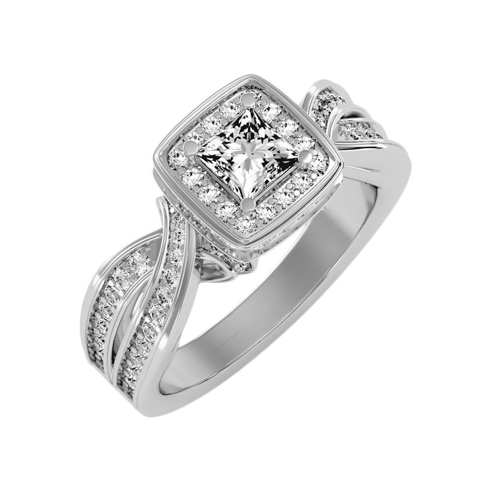 Palatable Halo Ring In 925 Sterling Silver - One