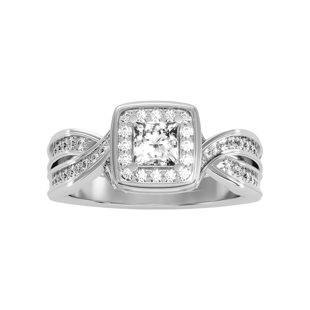 Palatable Halo Ring In 925 Sterling Silver - Three
