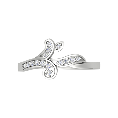 Petals & Ferns Diamond Ring In 925 Sterling Silver - Two