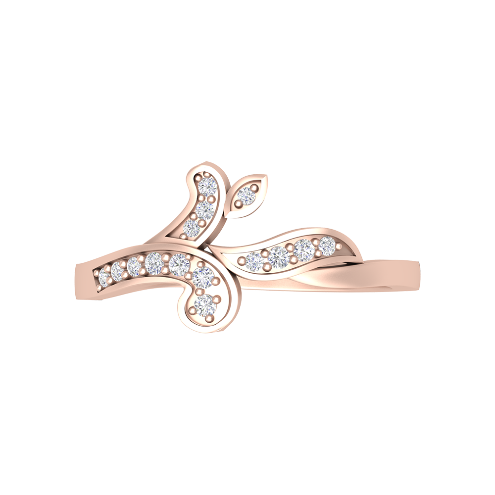 Petals & Ferns Diamond Ring In 925 Sterling Silver - Six