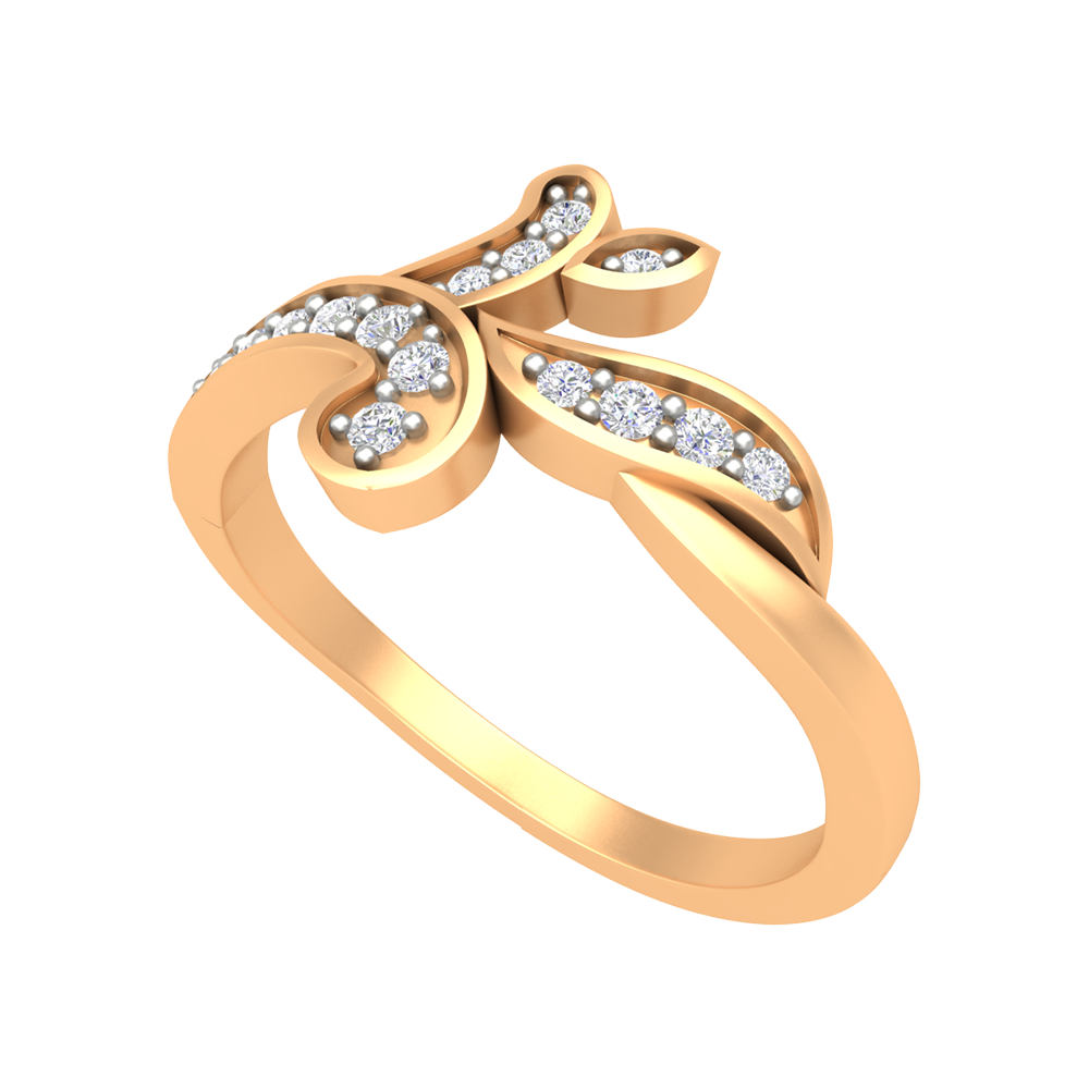 Petals & Ferns Diamond Ring In 925 Sterling Silver - Nine