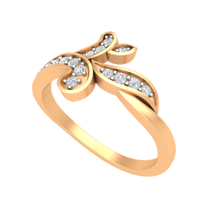 Petals & Ferns Diamond Ring In 925 Sterling Silver - Nine
