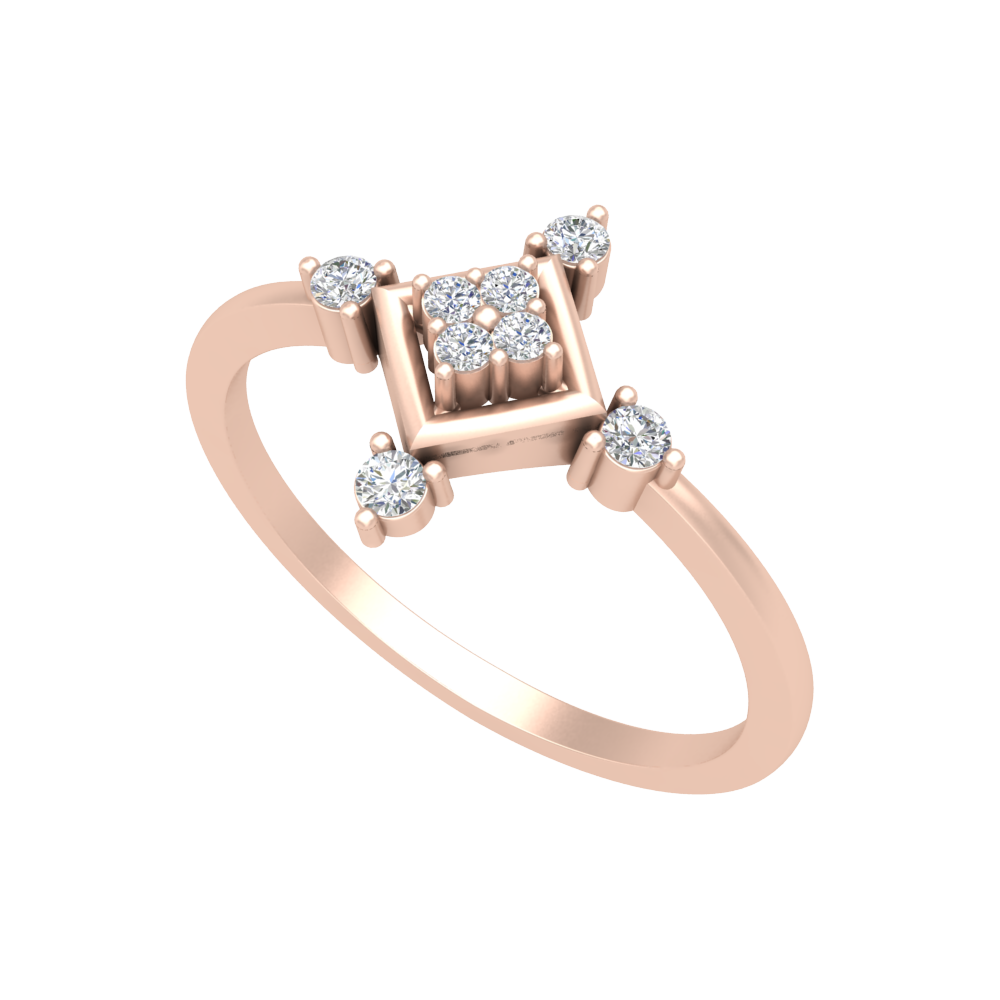 Petal Plate Diamond Ring In 925 Sterling Silver - One