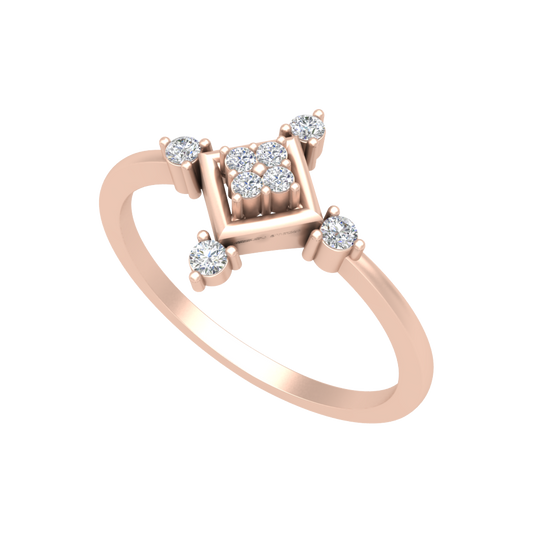 Petal Plate Diamond Ring In 925 Sterling Silver - One