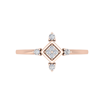 Petal Plate Diamond Ring In 925 Sterling Silver - Two