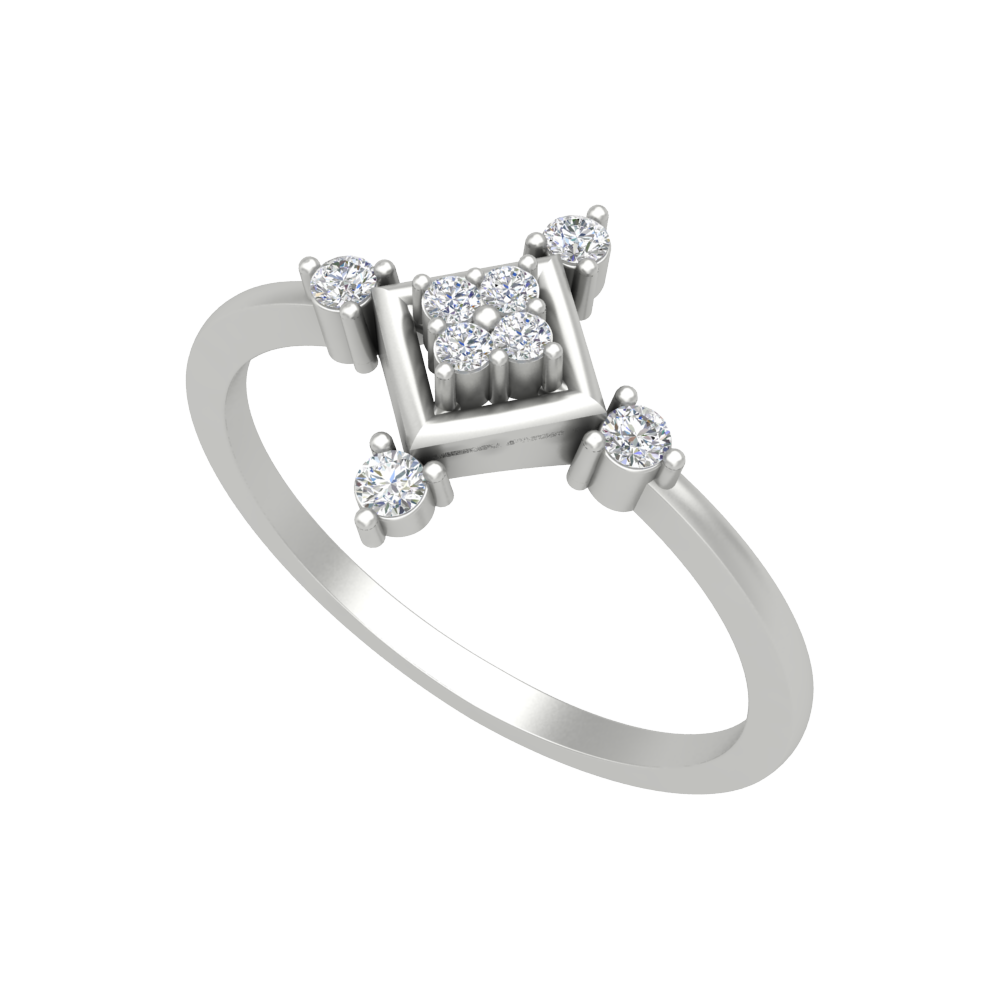 Petal Plate Diamond Ring In 925 Sterling Silver - Five