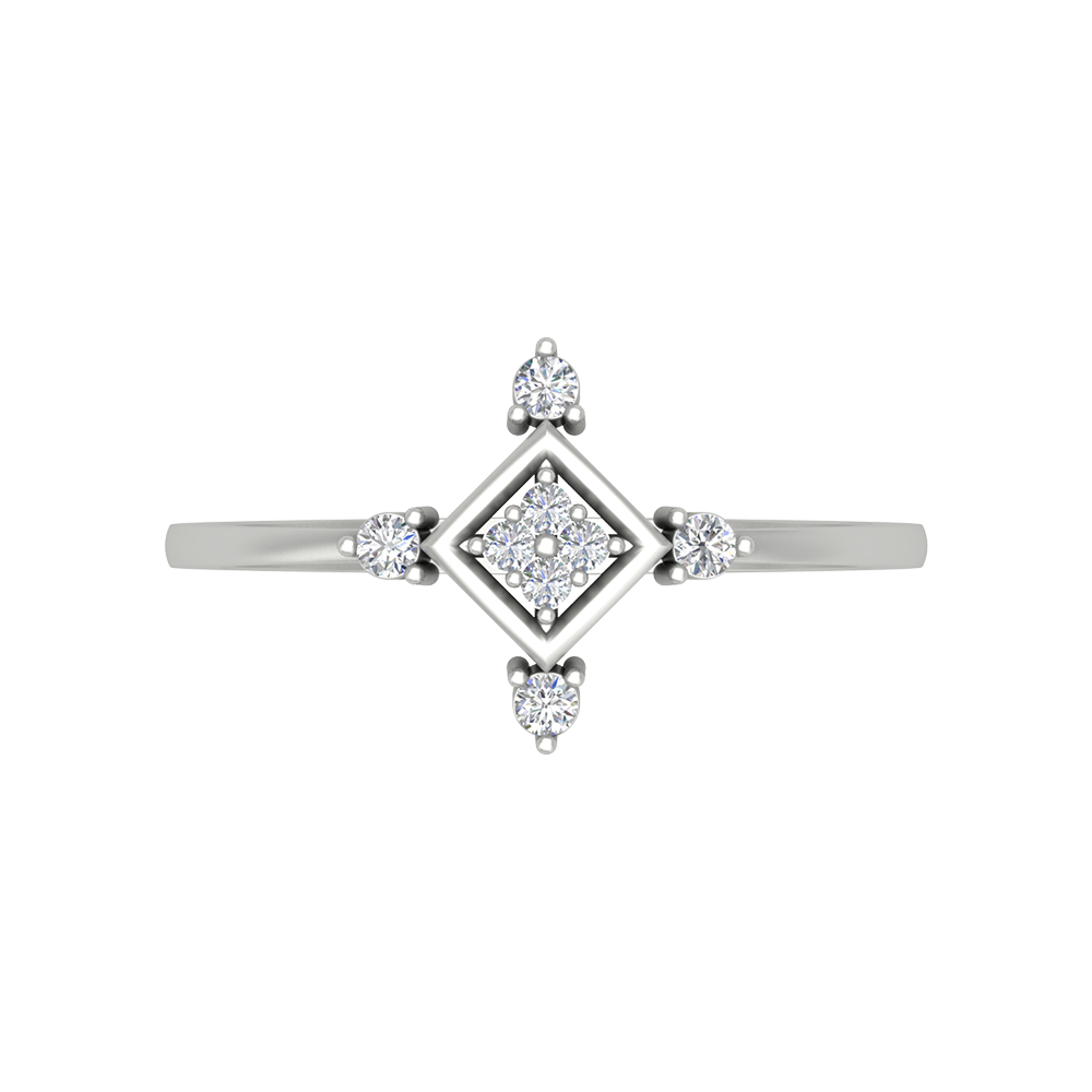 Petal Plate Diamond Ring In 925 Sterling Silver - Six