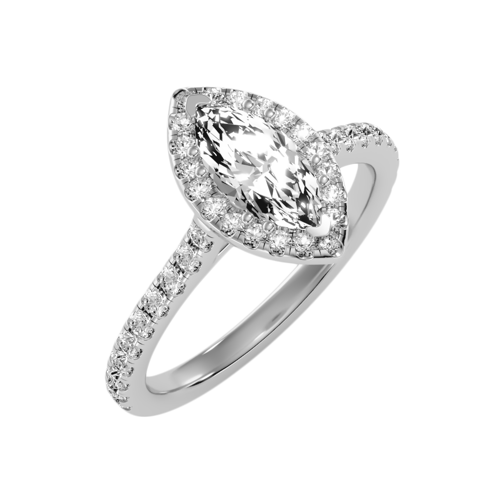 Phenomenal Marquise Shaped Diamond Ring In 925 Sterling Silver - One