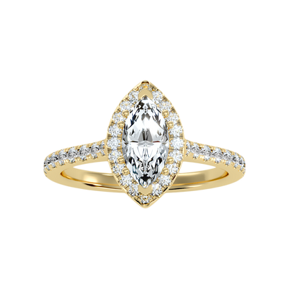 Phenomenal Marquise Shaped Diamond Ring In 925 Sterling Silver - Ten