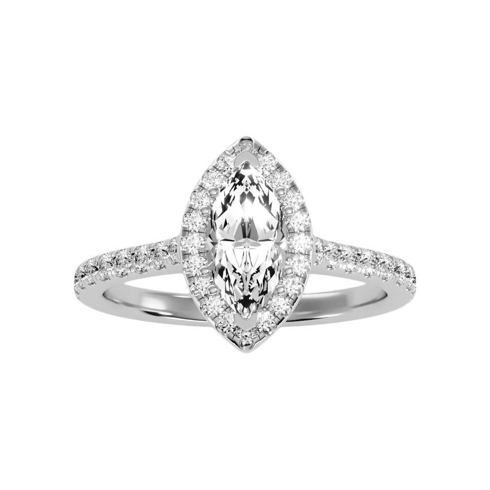 Phenomenal Marquise Shaped Diamond Ring In 925 Sterling Silver - Three