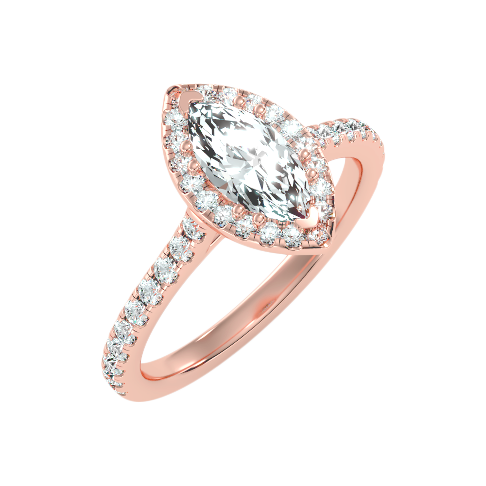Phenomenal Marquise Shaped Diamond Ring In 925 Sterling Silver - Five